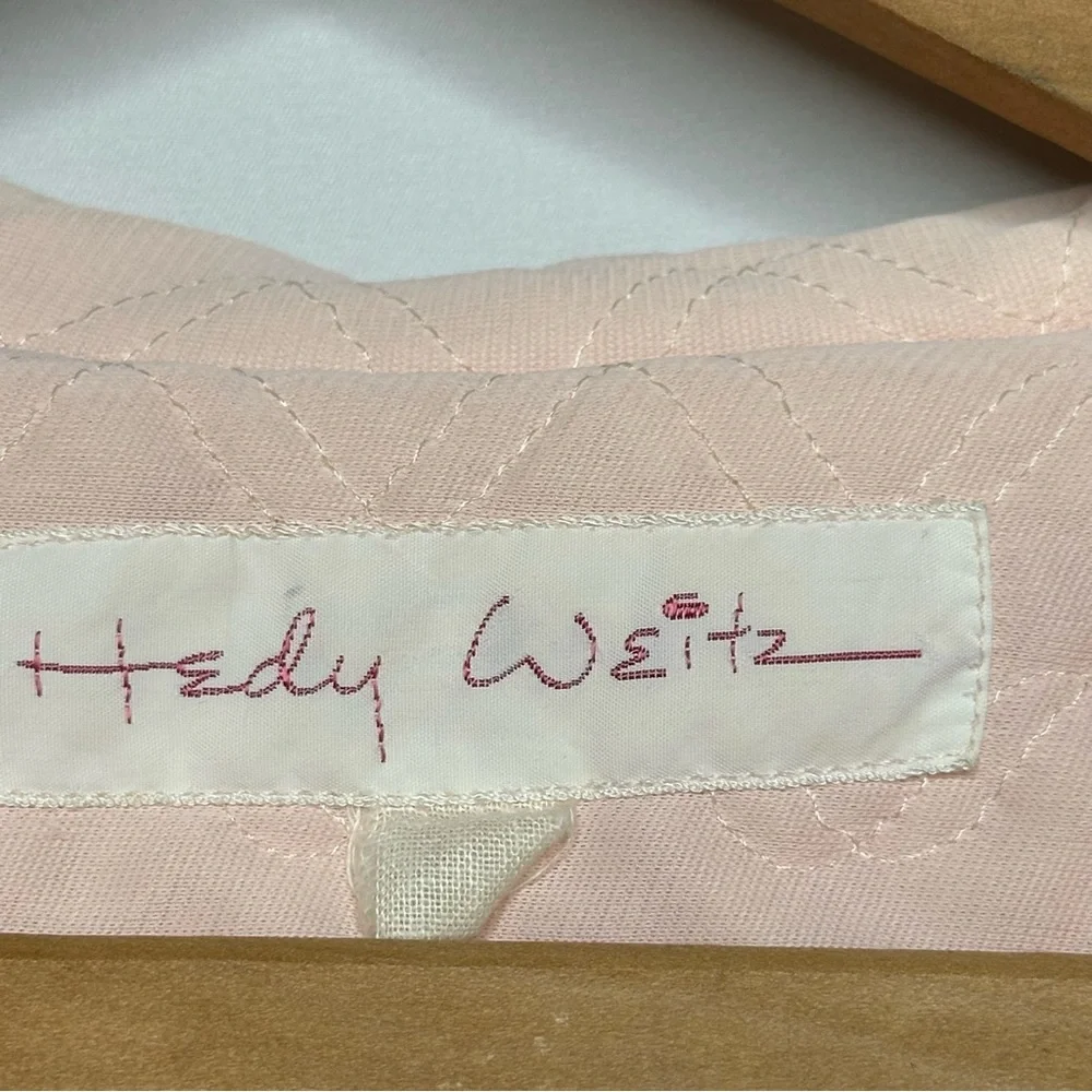 Vintage Hedy Weitz 50s Baby Pink Quilted Button Down Pearl Collar Robe